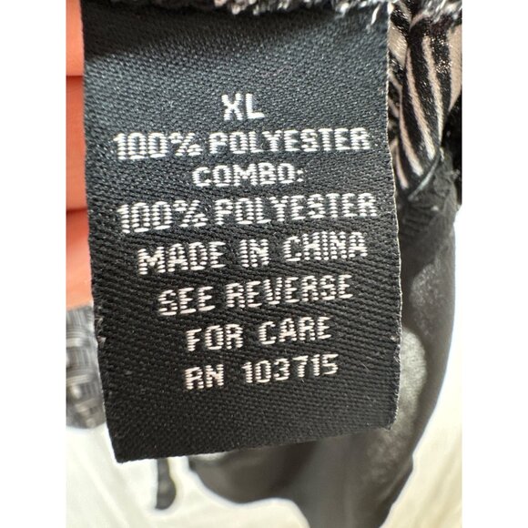 Zac & Rachel Women Blouse XL Black Geometric Print Asymmetric Modern Mixed Media - Picture 4 of 9